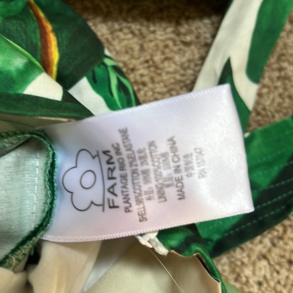 New! FARM RIO XS Green multi tropical palm leaf print wide leg halter jumpsuit - Picture 8 of 12